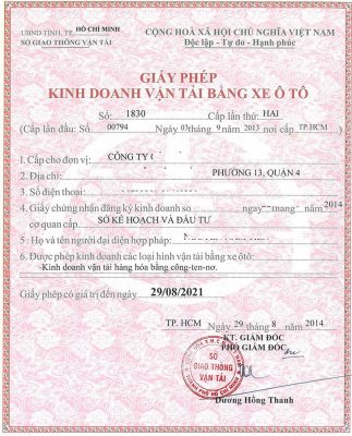kinh doanh vận tải, Thủ tục đăng ký kinh doanh vận tải bằng ô tô