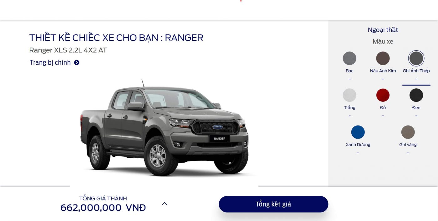 Ford Ranger XLS, Chi tiết bảng giá lăn bánh xe Ford Ranger XLS AT, MT 4&#215;2 2023 Đà Nẵng