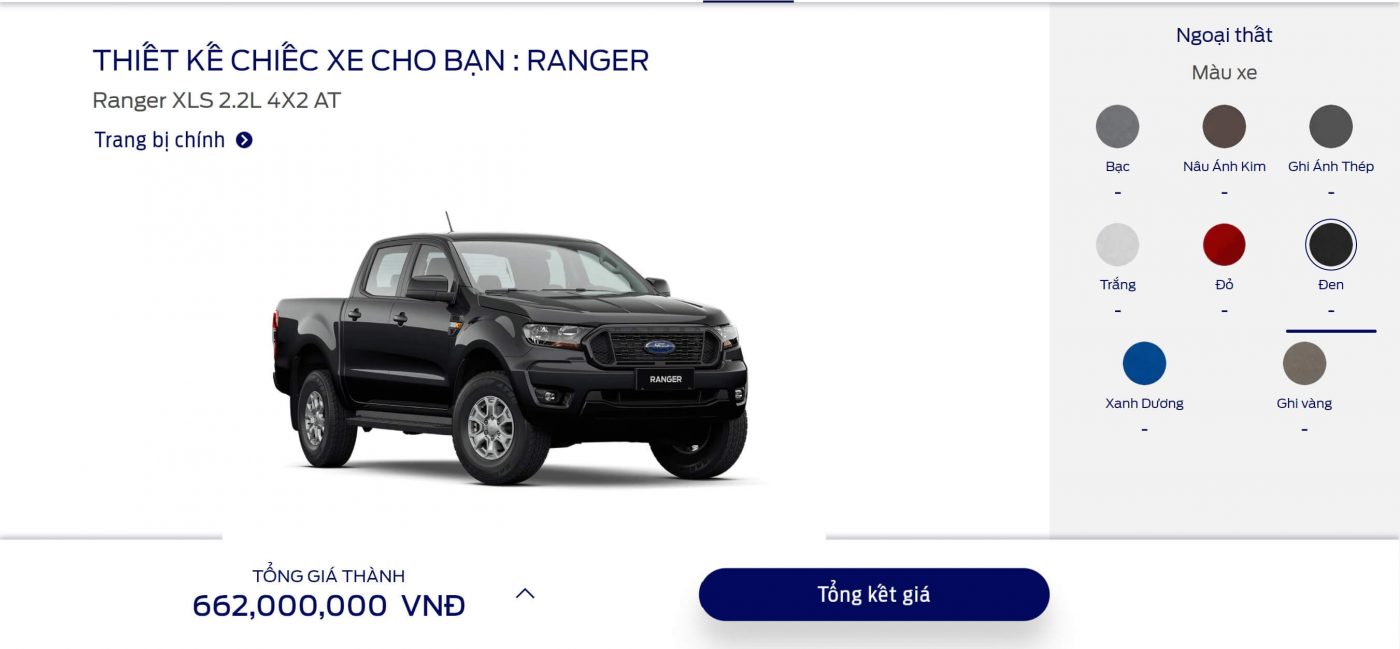 Ford Ranger XLS, Chi tiết bảng giá lăn bánh xe Ford Ranger XLS AT, MT 4&#215;2 2023 Đà Nẵng