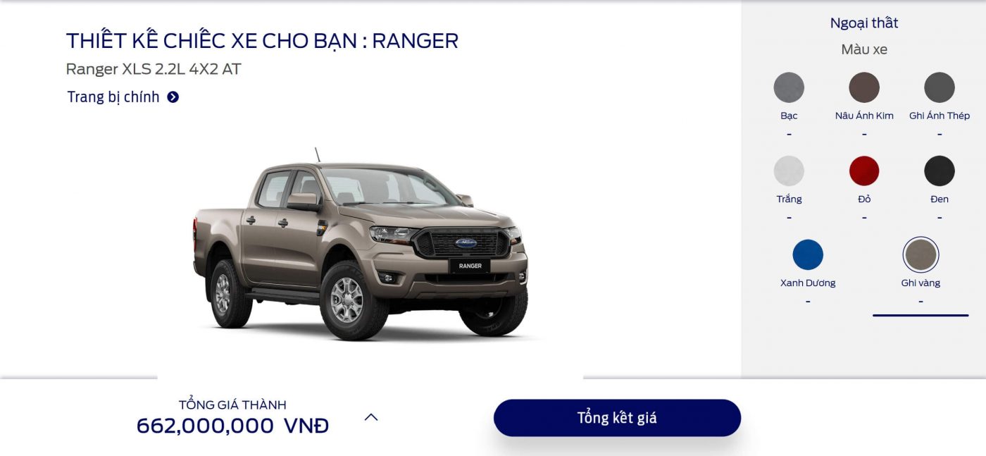 Ford Ranger XLS, Chi tiết bảng giá lăn bánh xe Ford Ranger XLS AT, MT 4&#215;2 2023 Đà Nẵng